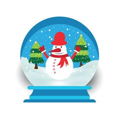 Christmas snowball globe with snowman and tree