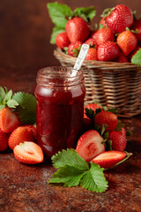 Strawberry jam and fresh berries.