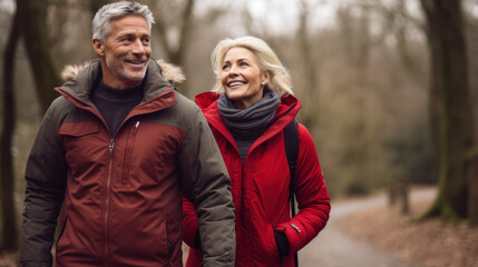 Fototapeta premium Happy senior couple in autumn park