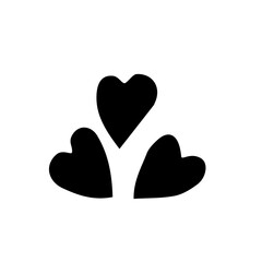 A group of hearts. Three elements. Vector doodles, contour, clipart, sketch, sketch, icon. Banner design, postcards. Valentine's Day, February 14.