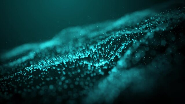 Abstract background with light blue waves made of glittering particles , looped video, 4k , 60 fps