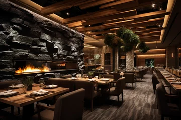 Zelfklevend Fotobehang restaurant interior steakhouse barbecue © msroster