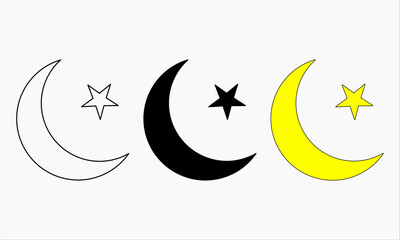 ilustration of the moon three stars in white,black and yellow