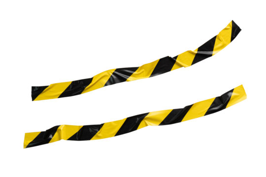 Non straight yellow and black barricade tape