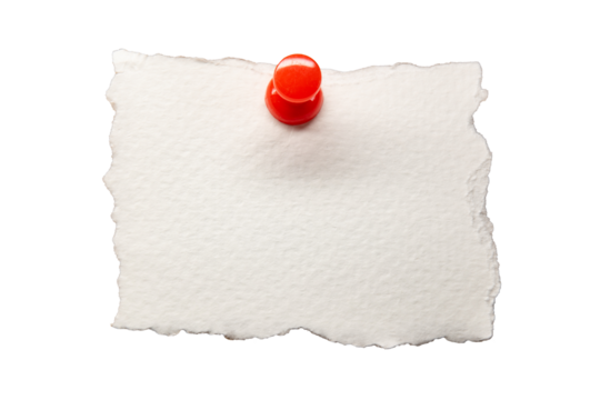 A piece of paper with red drawing pin