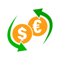 Dollar and Euro currency exchange icon. Vector.