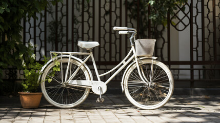 White vintage bicycle