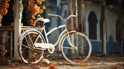 Crédence de cuisine en verre imprimé Vélo White vintage bicycle