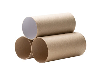 Short tissue paper cores in stack isolated on white background with clipping path in png file format