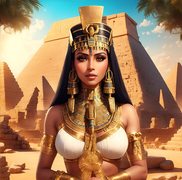 Portrait of a pretty ancient Egyptian Goddess.