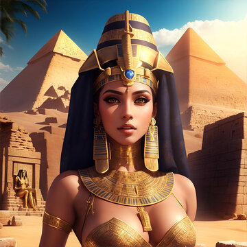 Portrait of a pretty ancient Egyptian Goddess.