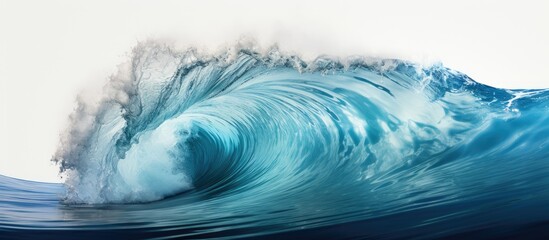 Enormous potent wave in the deep blue sea With copyspace for text