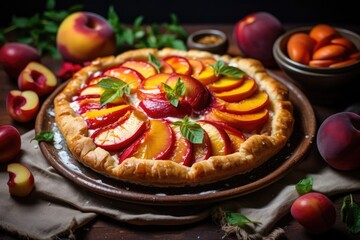 Traditional homemade peach pie