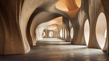 Open hallway in the style of sculptural paper constructions