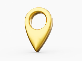 3d Golden Shiny Location Map Pin Or Navigation Symbol Icon On White Background 3d Illustration