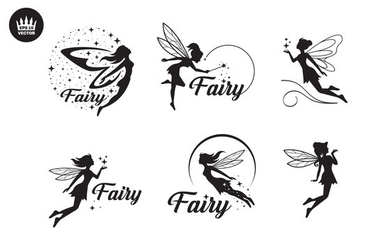 beautiful fairy monochrome vector template
