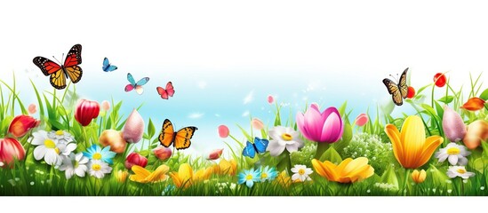 Cartoon vector for spring and summer banner
