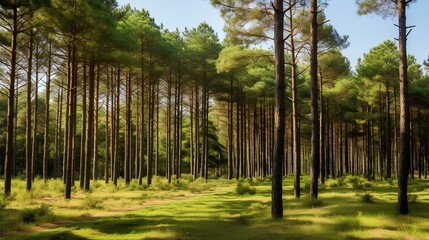 Fototapeta premium a well-protected and managed pine forest in a national park. generative AI