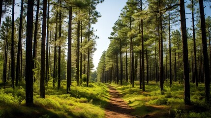 Fototapeta premium a well-protected and managed pine forest in a national park. generative AI