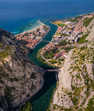 Aerial view of Omi&scaron;, Croatia