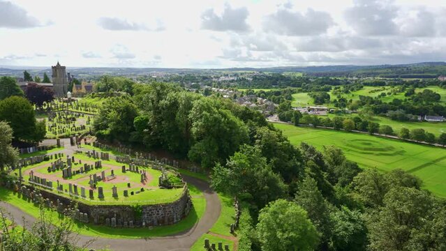 Medieval cemetery at the foot of the castle of the medieval town of Stirling, Scotland.