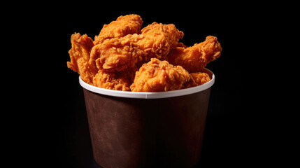 Bucket full of crispy kentucky fried chicken. Generative Ai