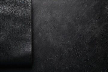Elegant Black Background with Textured Fabric or Leather Corner