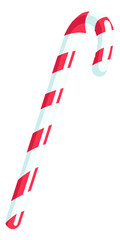 Candy cane icon. Sweet sugar stick with red stripes