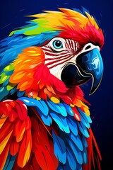 Close-Up Portrait of a Colorful Macaw Parrot: Isolated on colored Background