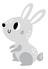 Funny baby hare. Woodland animal kid. Gray bunny