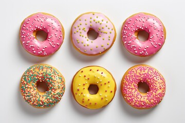 Vibrant Set of Delicious Donuts on a Transparent Background: Isolated Top View Design Element