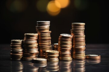 Coin Stacks on a Dark Background