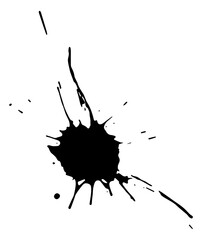 Ink splatter. Black paint spot with splash marks