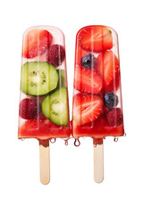 a cold summer fruit popsicles isolated on a transparent white background PNG