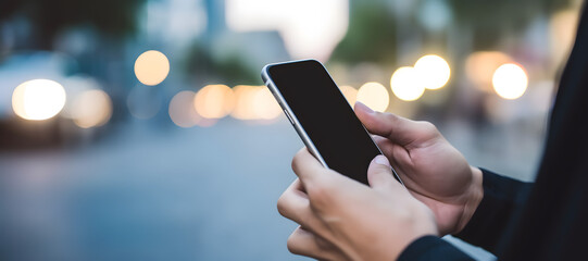 Businessman using his smartphone in city