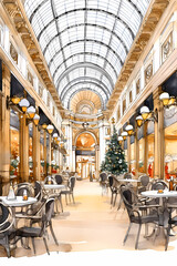 Fototapeta premium Illustration of beautiful view of Milano, Italy