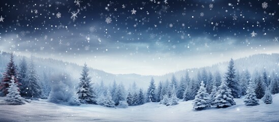 Fototapeta na wymiar Snowy winter Christmas scenery With copyspace for text