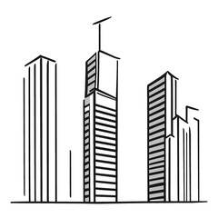skyscrapers in black and white