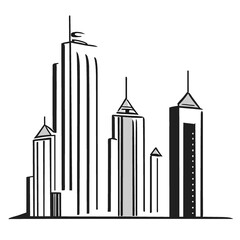 skyscrapers in black and white