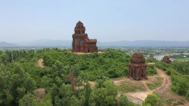 ancient Temple in Binh Dinh, Vietnam, cham tower Banh It Hindu temple ,indian god goddesses
