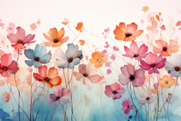 Water color flowers wallpaper floral art generative ai