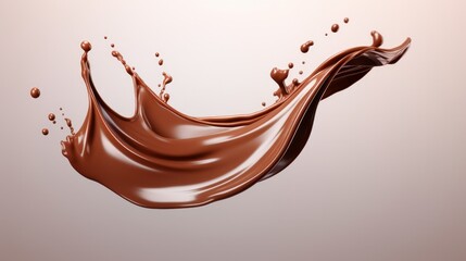 Chocolate splash isolated with clipping path , 3D Rendering, 3D illustration