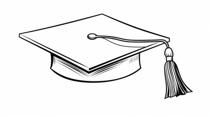 This single continuous line drawing illustrates a graduation cap, representing an iconic element of academic achievement and scholarly success. It's a minimalist yet trendy graphic design that conveys - obrazy, fototapety, plakaty