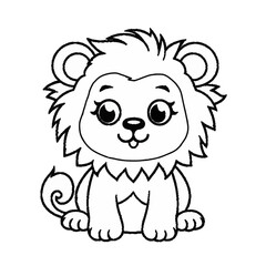 lion black and white vector illustration for coloring book
