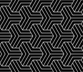 Abstract geometric pattern with stripes, lines. Seamless vector background. White and black ornament. Simple lattice graphic design.