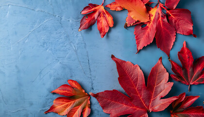 autumn leaves background, Fall's Artistry: Aerial Perspective of Red Leaves on Slate,  AI Generated