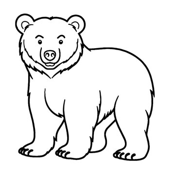 bear black and white vector illustration for coloring book