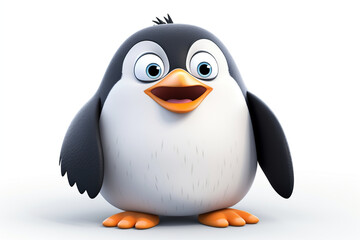 Obraz premium cute cartoon penguin monster on white background