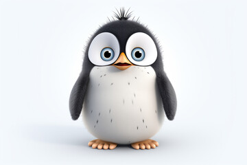 Fototapeta premium cute cartoon penguin monster on white background