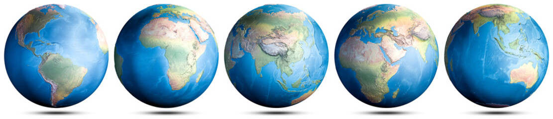World globe planet map set